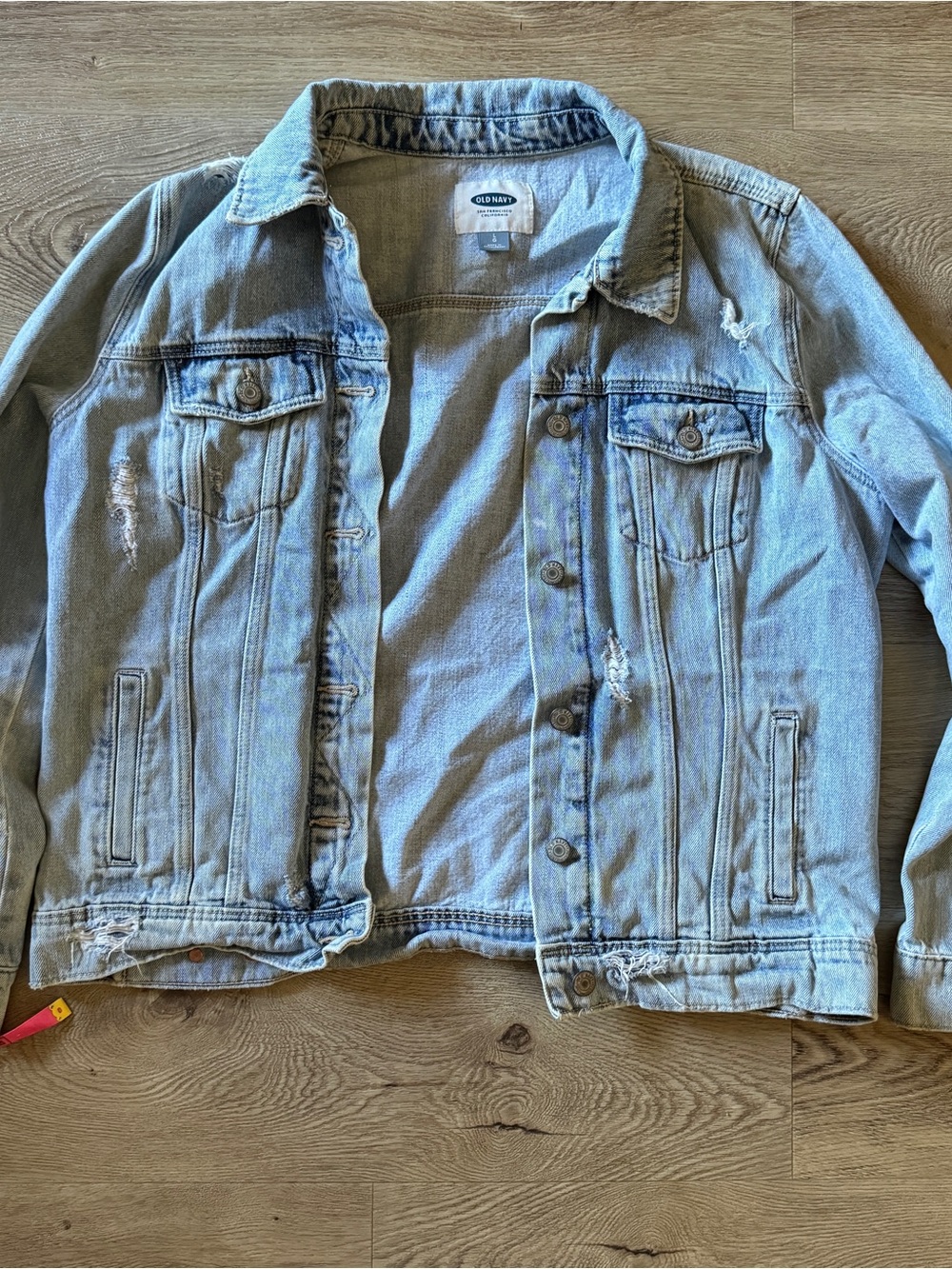 Old Navy Light Blue Denim Jacket distressed